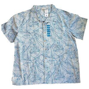 Barefoot In Paradise Hawaiian Print Mens Short Sleeve Button-Up Shirt XXL Cotton